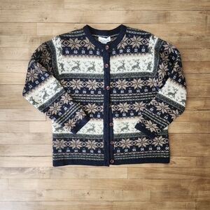 Croft & Barrow Navy and Cream Cardigan